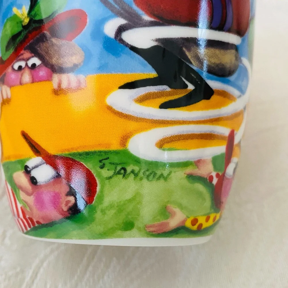 MAXWELL & WILLIAMS MUG DESIGNED BY SUE JANSON SPRING RACING 2008 PORCELAIN